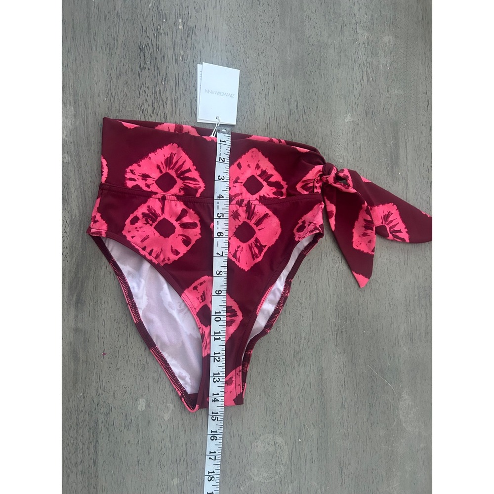 Zimmermann High Waisted Bikini Bottoms Burgundy Pink Tie Dye‎ Side Tie Size 0 - Picture 10 of 11